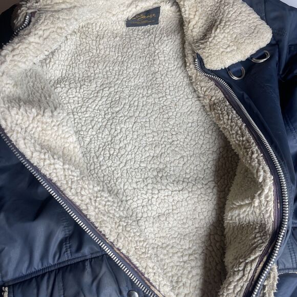 VTG 70s Cal Craft Blue Sherpa Western Jacket Mens Sz 2XL XL Nylon Distressed - Picture 12 of 15